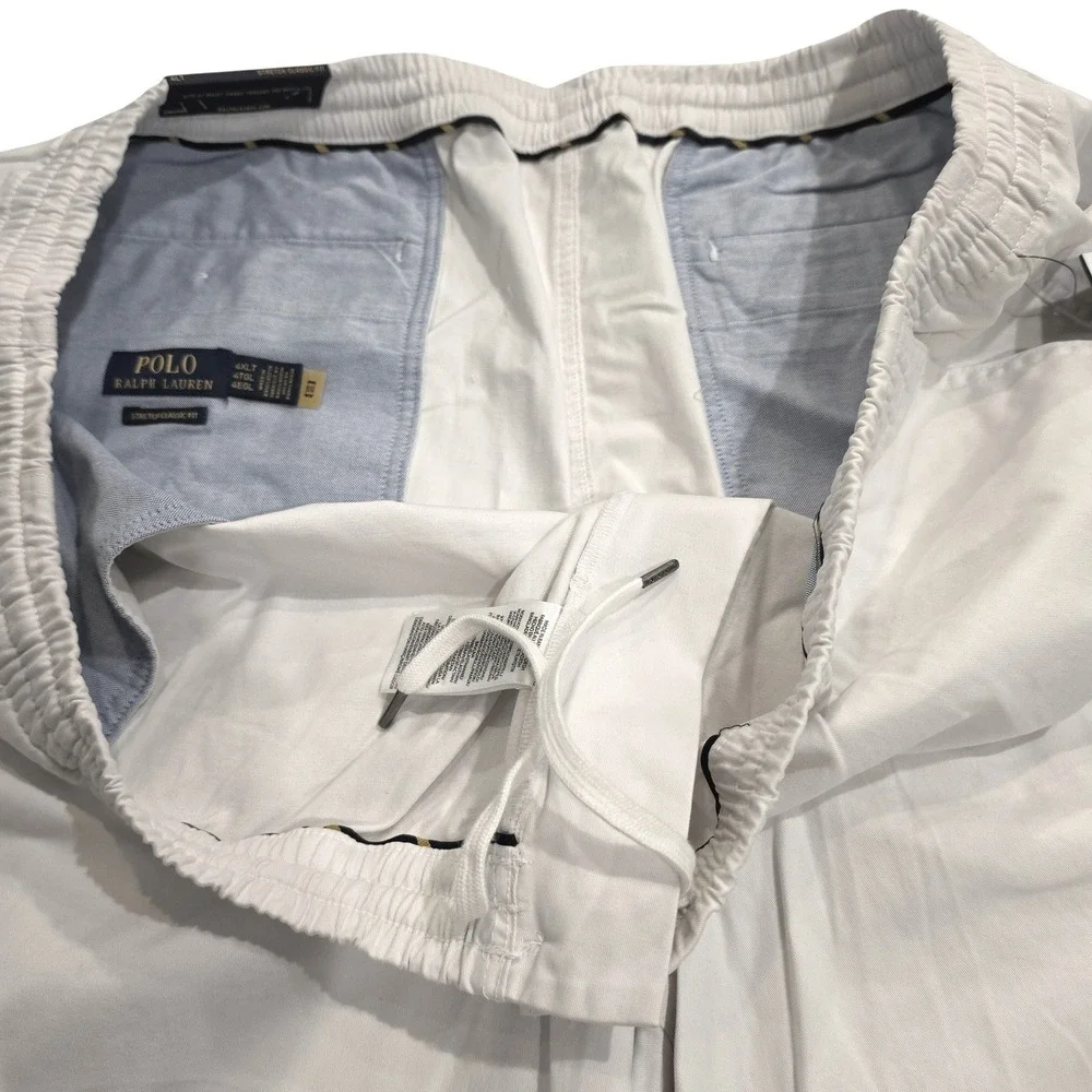 Polo Ralph Lauren Mens‎ Shorts White Stretch Classic Fit Elastic Waist 4LT New